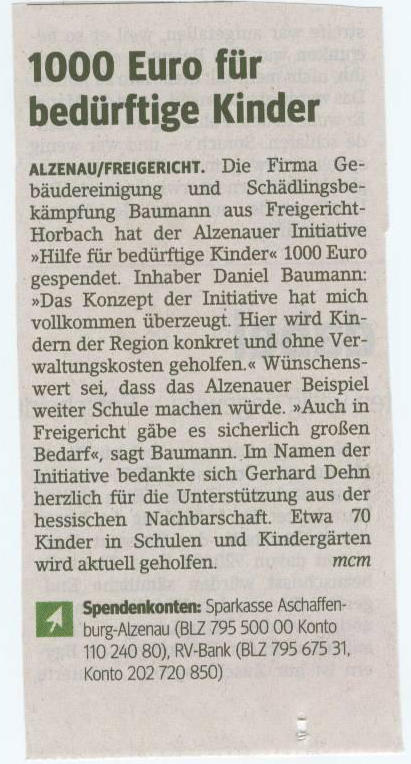 Spende für bedürftige Kinder