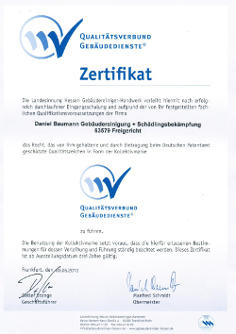 Zertifikat Gebäudereiniger 2010 G+S Daniel Baumann